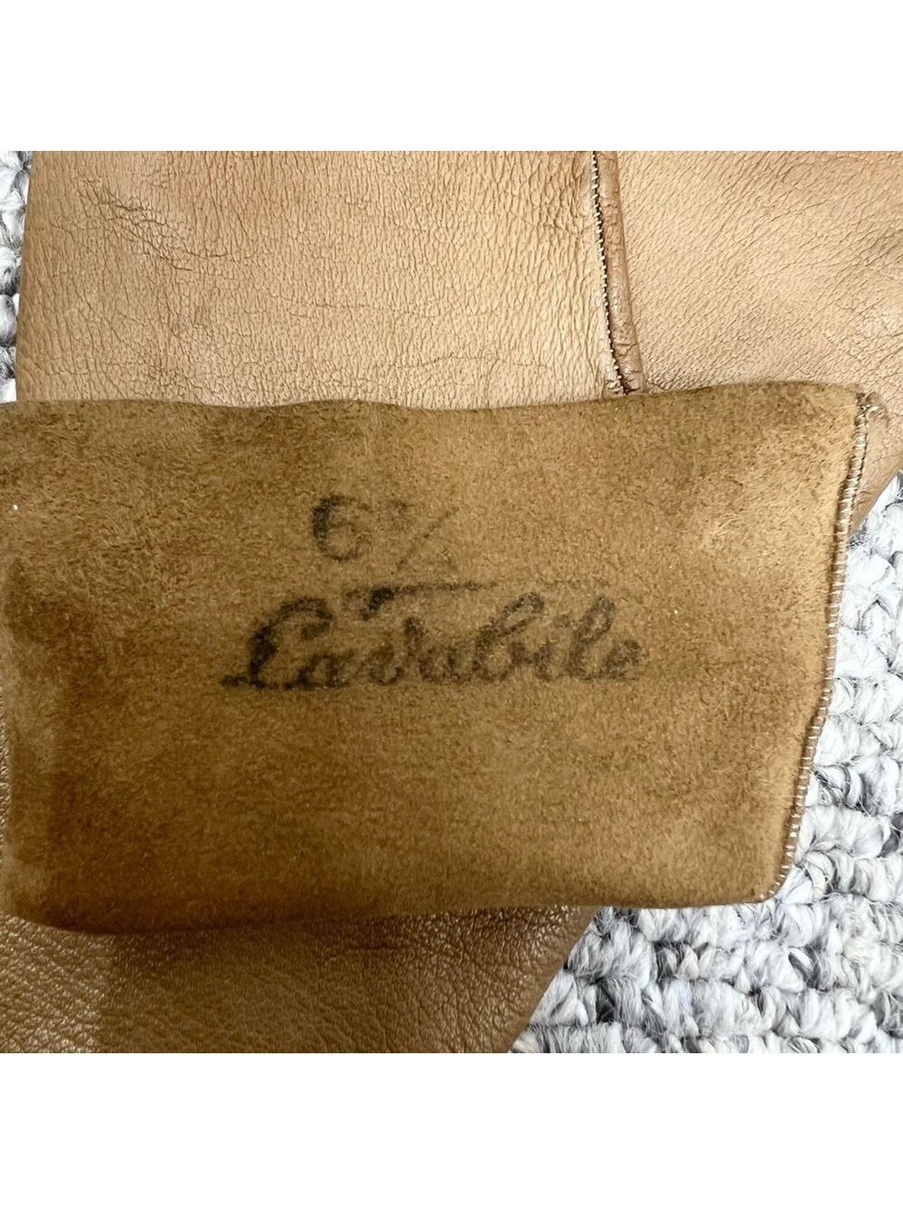 Vintage Lavabile tan brown leather 10.5 inches long gloves 6 1/2 - Picture 11 of 13